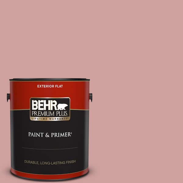BEHR PREMIUM PLUS 1 gal. #150E-3 Calico Rose Flat Exterior Paint & Primer