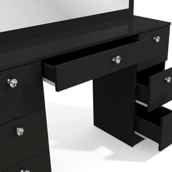 Boahaus Joan Black Dressing Table CRYSTAL Knobs