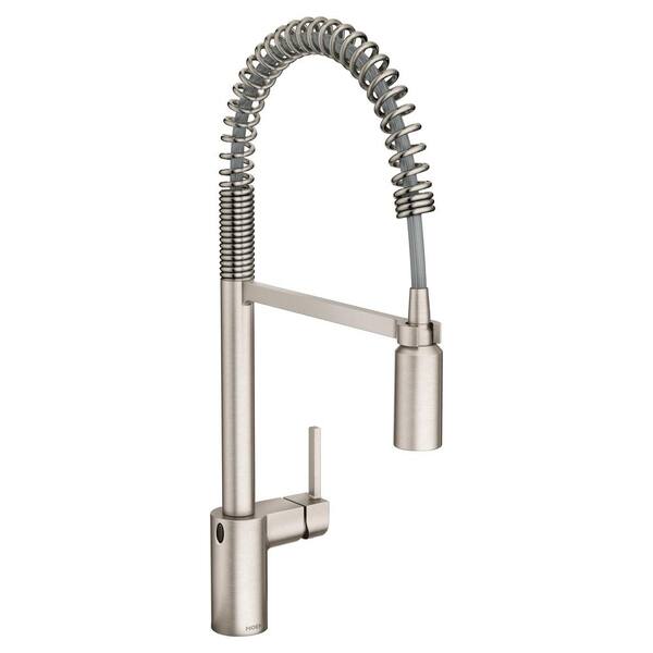 MOEN Align 1-Handle Pre-Rinse Spring Pulldown Kitchen Faucet with MotionSense Wave and Power Clean in Spot Resist Stainless