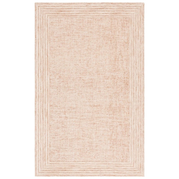 Ebony 6 ft. x 9 ft. Ivory/Pink Solid Striped Border Area Rug
