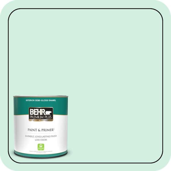 BEHR PREMIUM PLUS 1 qt. #P420-1 Spring Frost Semi-Gloss Enamel Low Odor Interior Paint & Primer