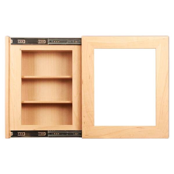 InvisiDoor 21 in. x 25 in. Unfinished Maple InvisiFrame Hidden Storage Sliding Door