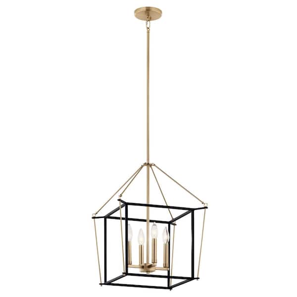 KICHLER Eisley 21.25 in. 4-Light Champagne Bronze and Black Modern Foyer Candle Hanging Pendant Light
