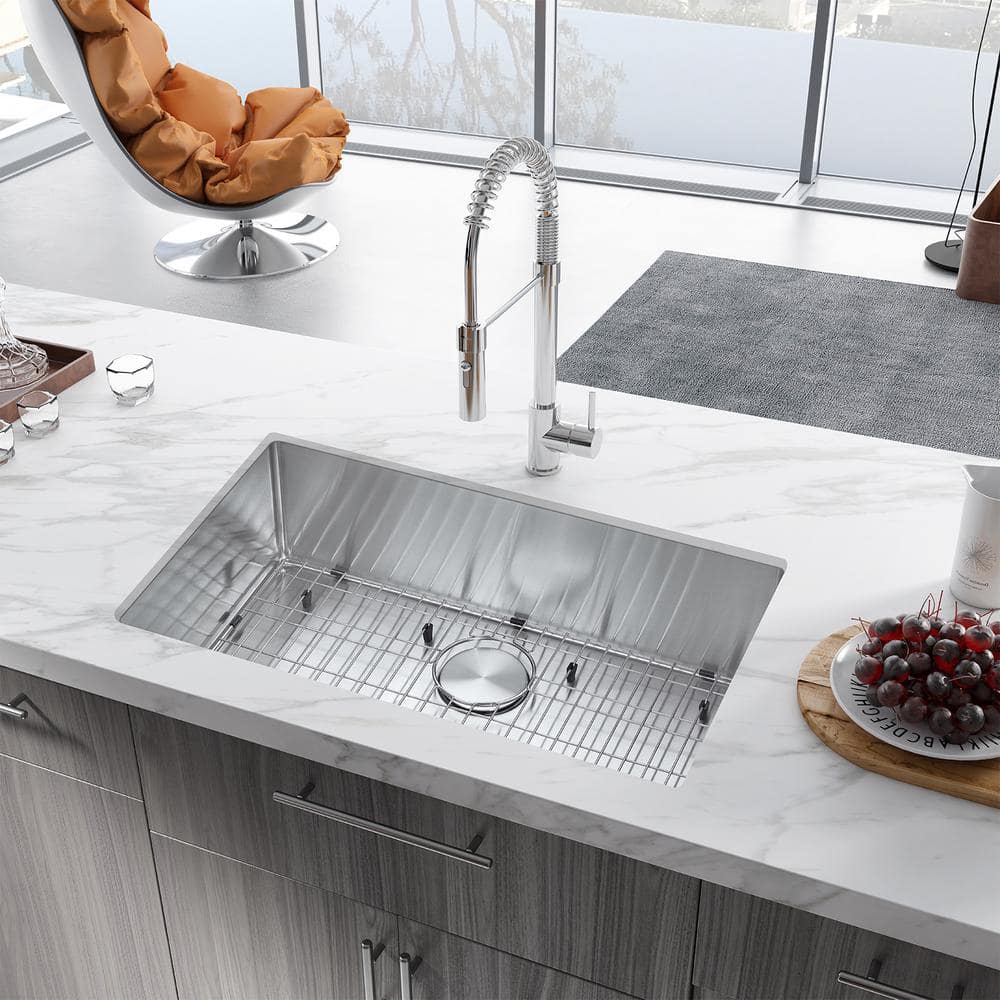 30 Inch Brushed Stainless Steel Undermount Single Bowl Kitchen Sink
