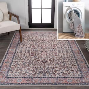 Kemer All-Over Persian Machine-Washable Beige/Red/Blue 3 ft. x 5 ft. Area Rug