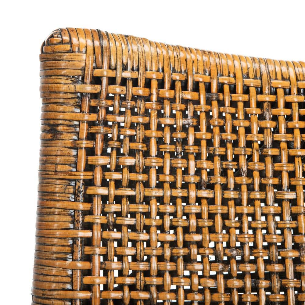 Gianni Transitional Rattan and Mahogany Arm Chair in Brown/Black