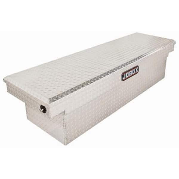 Crescent Jobox 71 in. Diamond Plate Aluminum Full Size Deep Crossover Single Lid Truck Tool Box with Pushbutton Gear-Lock™