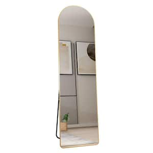 59.8 in. W x 0.79 in. H Aluminum Alloy Frame Golden Floor Mounted Large Mirror