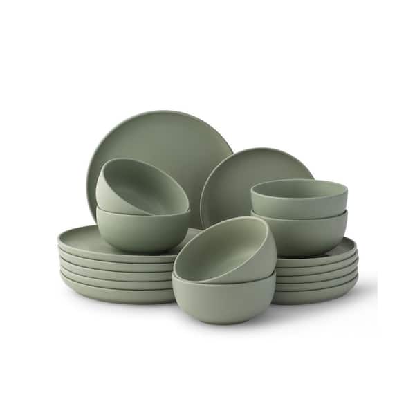 JoyJolt 18-Pieces Stoneware Dinnerware Set-Desert Sage Green