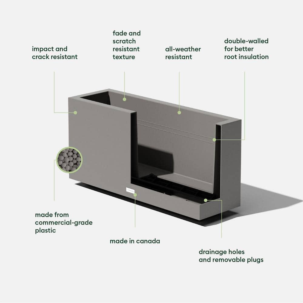 Gray Extra Large Rectangular UV Resistant Floor Planter
