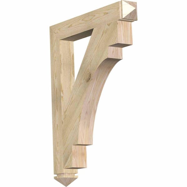 Ekena Millwork 4 in. x 38 in. x 30 in. Douglas Fir Merced Arts and Crafts Rough Sawn Bracket