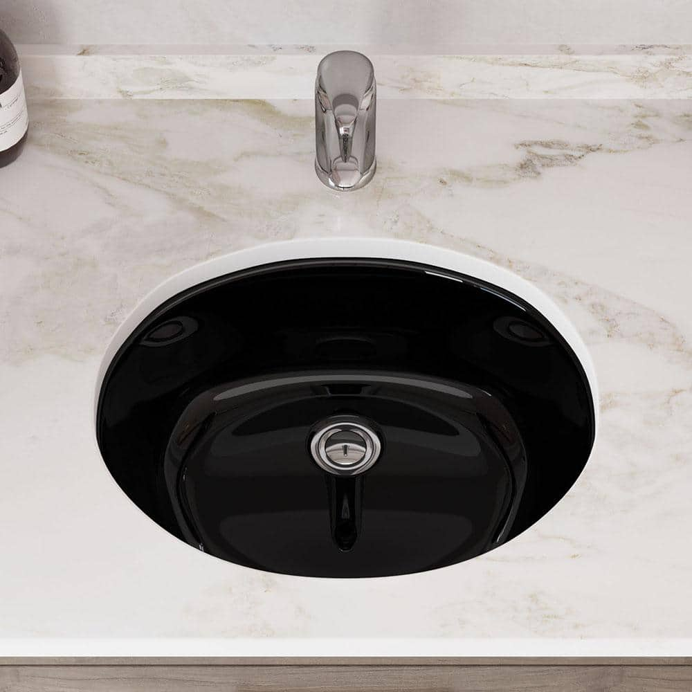 Mr Direct 19 In Undermount Bathroom Sink In Black With White