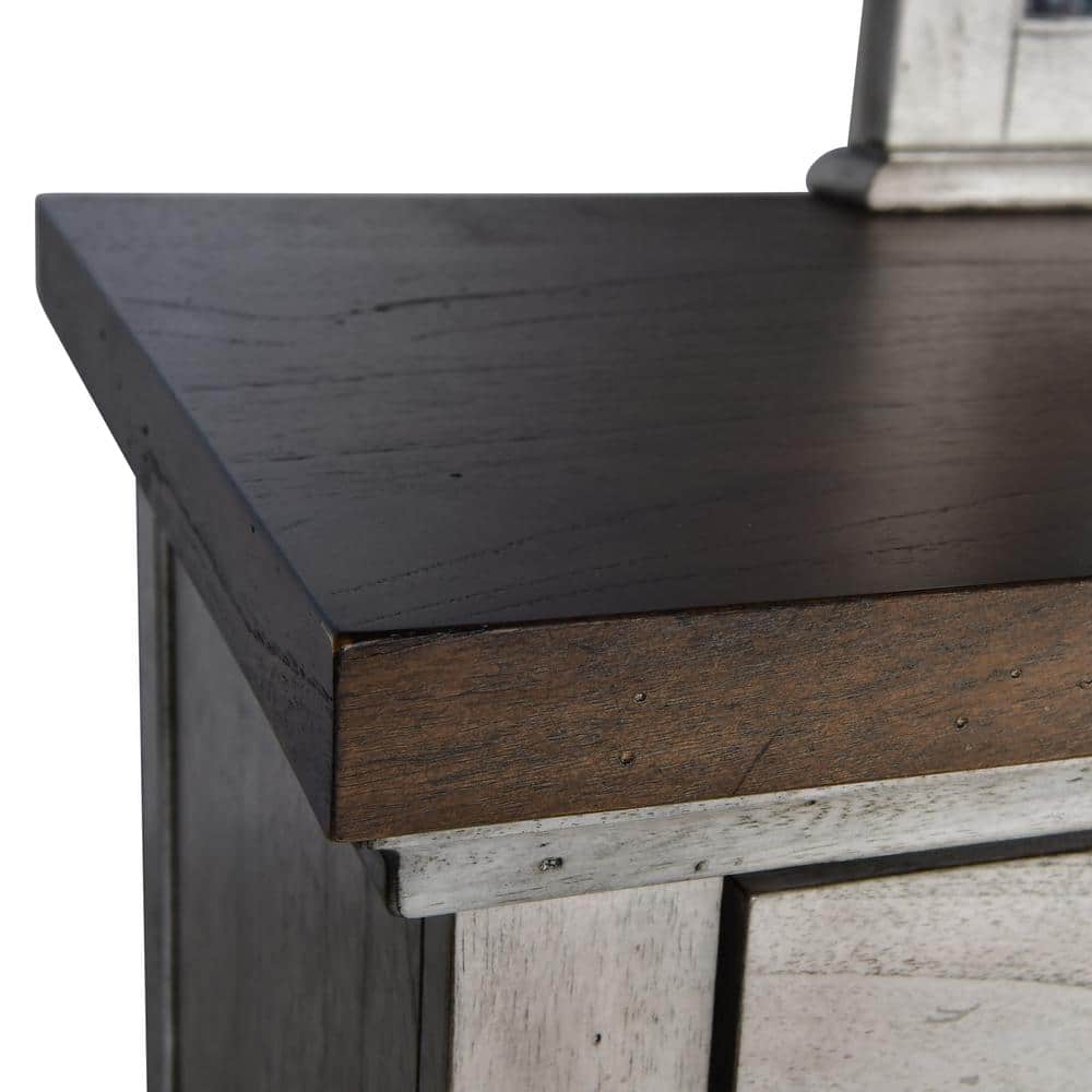 Rustic Farmhouse Ivory & Honey Nine-Drawer Dresser with Deep Storage