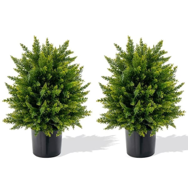 1.8 ft. Artificial Cedar Topiary Ball Tree 2-Pack Faux Shrub Bush Trees