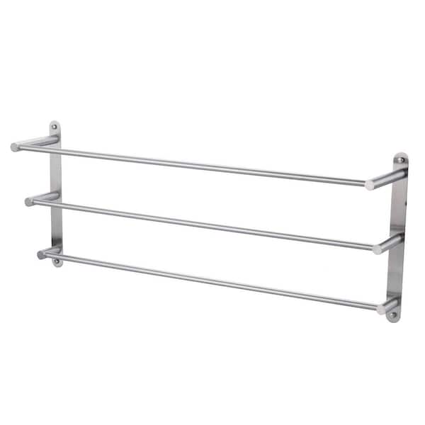32 in. Bathroom 3-Tiers Towel Rack Wall Mount Towels Shelves Bars in Stainless Steel Brushed Nickel