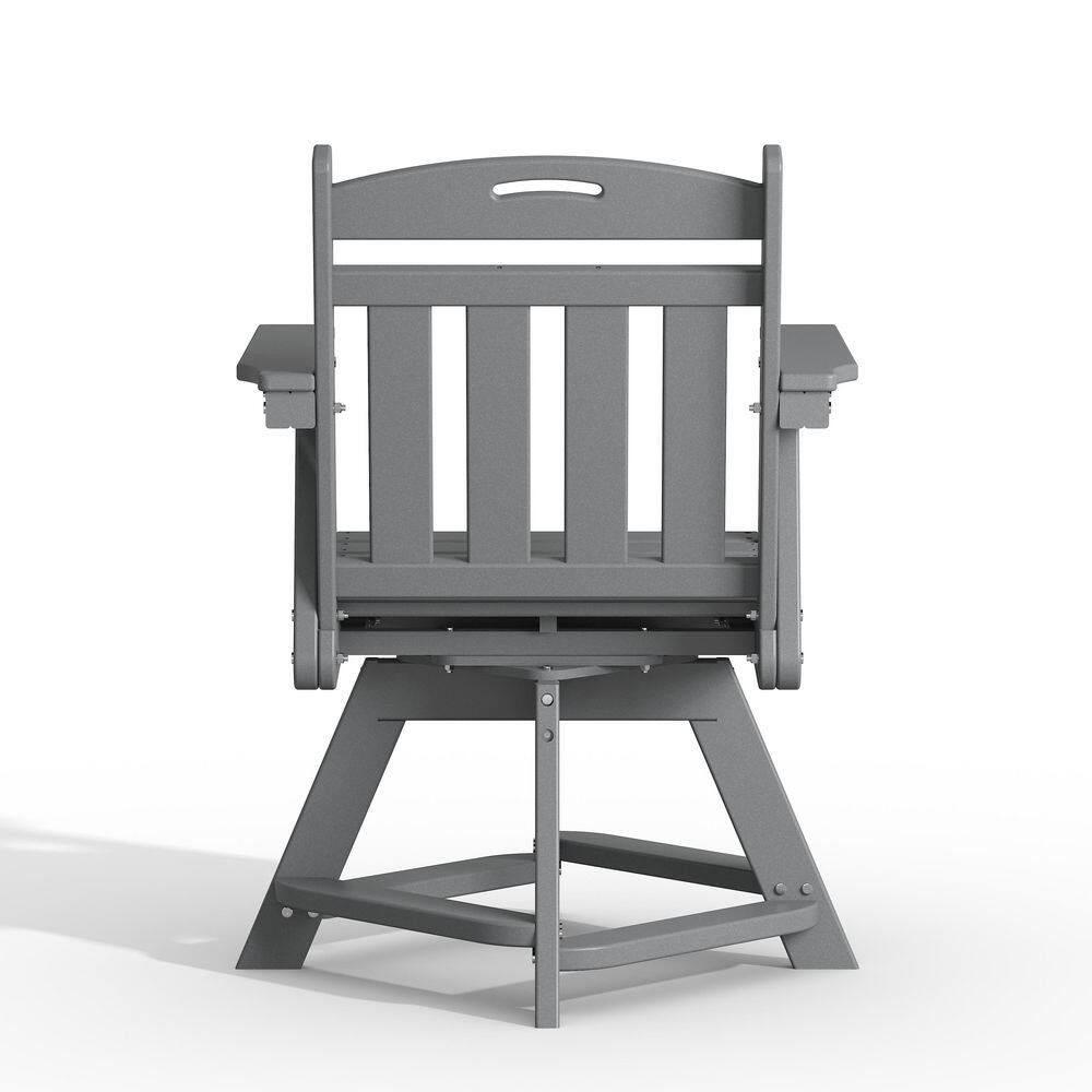 Grey Wood Tone HDPE 360 Degree Swivel Outdoor Dining Chair Set of 6 All-Weather UV Resistant Heavy Duty Patio Deck Chair price history on PriceWatchPro