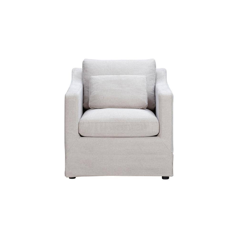 Gray Woven Fabric Medium Accent Chair with Recessed Arms