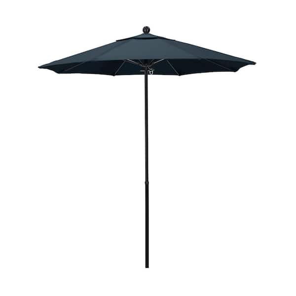California Umbrella 7.5 ft. Black Complete Fiberglass Market Pulley Open Patio Umbrella in Sapphire Pacifica