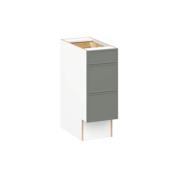 J COLLECTION Fairview 12 in. W x 24 in. D x 32.5 in. H Assembled Slim Shaker Accessible ADA Drawer Base Kitchen Cabinet in Moss Green