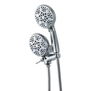 5-Spray Patterns with 1.75 GPM 5 in. Wall Mount Dual Shower Heads and Handheld Shower Head in Chrome