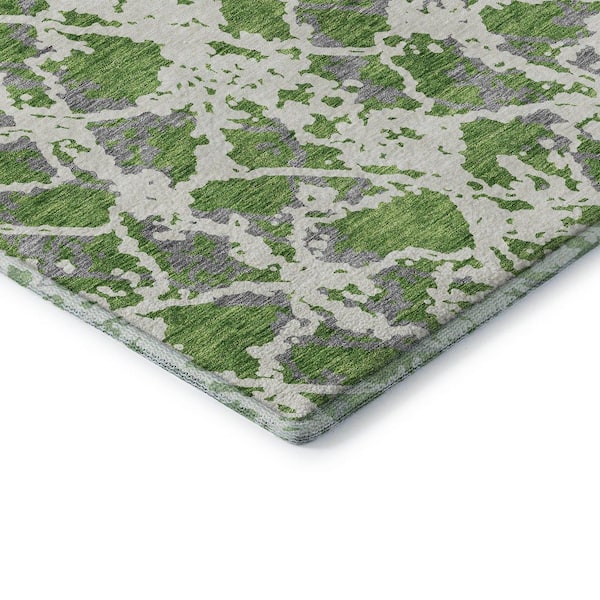 Mayfield Premium Machine Washable Abstract AMF969 Green 2 ft. 6 in. x 3 ft. 10 in. Area Rug