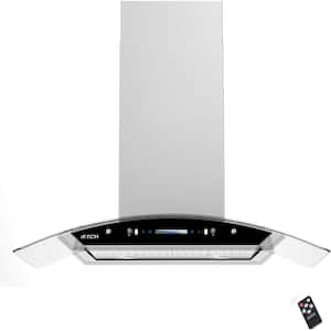 36 in. 900 CFM Island Mount wih LED Light and Glass Panel Range Hood in Stainless Steel