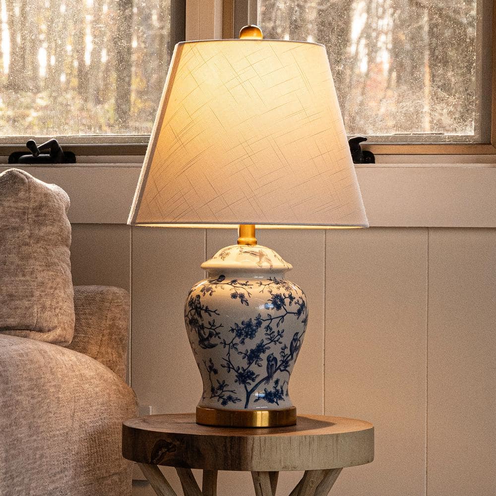 Penelope 22" Chinoiserie Blue and White LED Table Lamp
