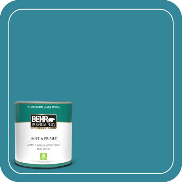 BEHR PREMIUM PLUS 1 qt. #M470-6 Precious Stone Semi-Gloss Enamel Low Odor Interior Paint & Primer