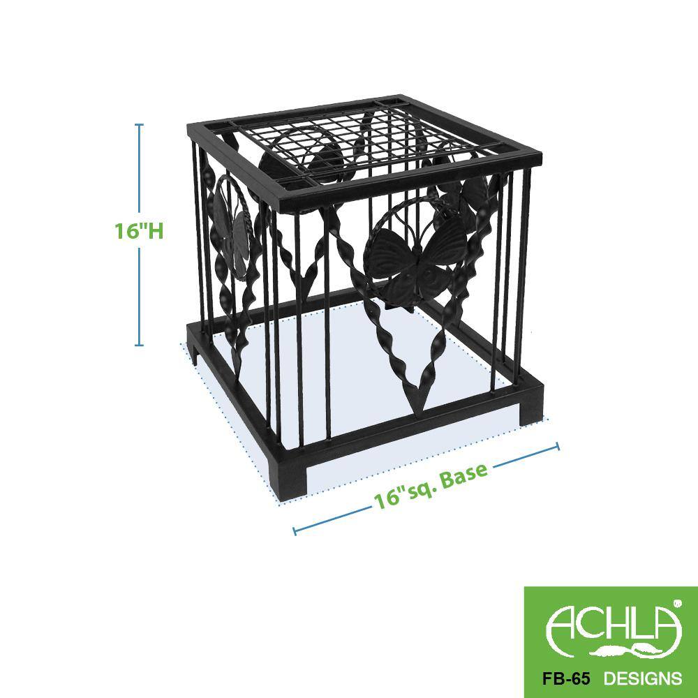 16" Black Wrought Iron Butterfly Plant Stand