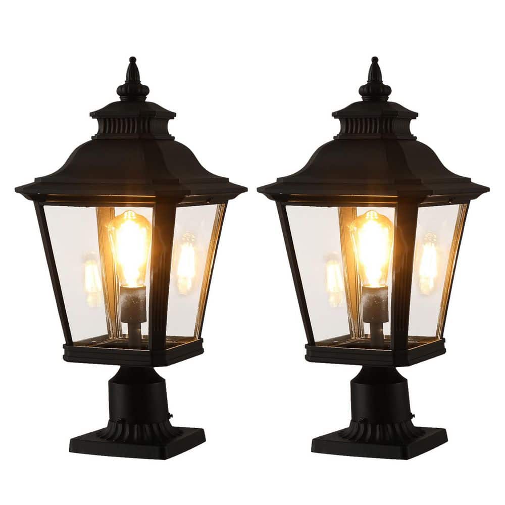 1-Light 20.8 in. H Black Aluminum Hardwired Outdoor Weather Resistant Post Light Set 2-Pack with No Bulbs Included price history on PriceWatchPro