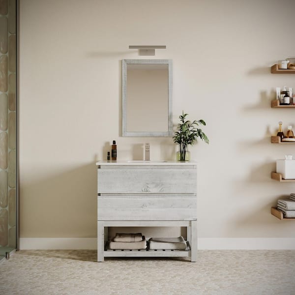 Fresca Formosa 35 in. Freestanding Open Bottom Single Bath Vanity Cabinet without Top in Rustic White