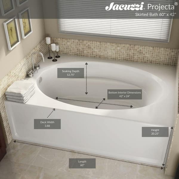 PROJECTA 60 in. x 42 in. Acrylic Left Drain Rectangular Apron Front Bathtub in White PROJECTA 60 in. x 42 in. Acrylic Left Drain Rectangular Apron Front Bathtub in White