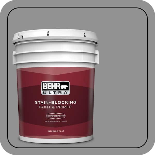 BEHR ULTRA 5 gal. #N520-4 Cool Ashes Extra Durable Flat Interior Paint & Primer