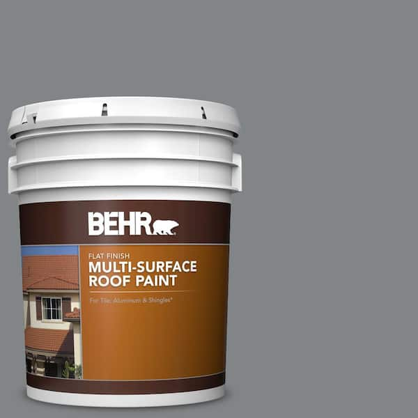 BEHR 5 gal. #PFC-63 Slate Gray Flat Multi-Surface Exterior Roof Paint