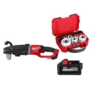 M18 FUEL 18V SUPER HAWG 1/2 in. Right Angle Drill w/6.0Ah Battery & Hole Dozer Set (17-Pc)