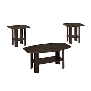Mariana 35.5 in. Brown Rectangle Wood Coffee Table with Shelves