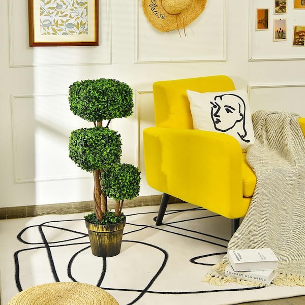36 '' Green Artificial Boxwood Topiary Tree UV Protected Indoor Outdoor Decor