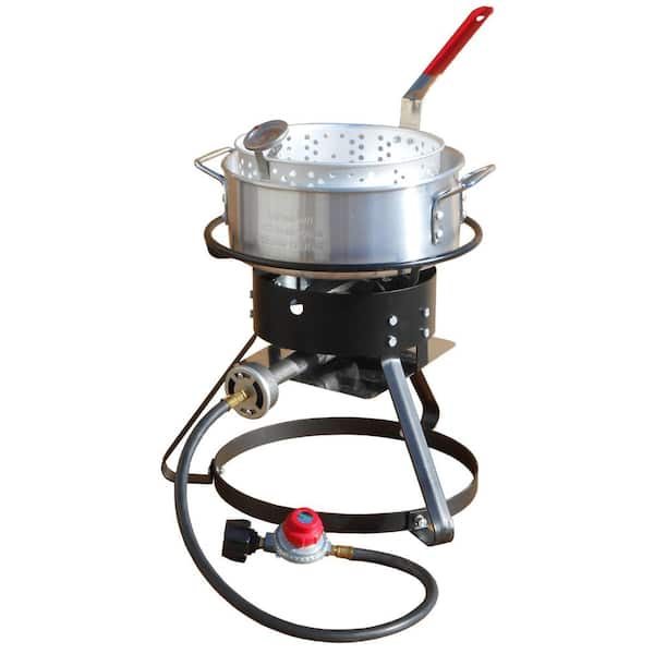 King Kooker Bolt Together Propane Gas Outdoor Cooker with 10 qt. Aluminum Fry Pan and Basket