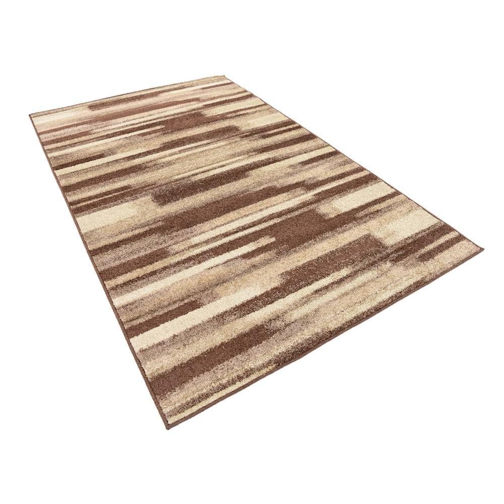 Equinox Harvest Beige & Dark Brown Geometric Area Rug 5' x 8'