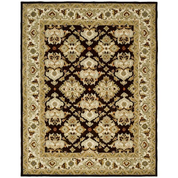 SAFAVIEH Heritage Espresso/Ivory 10 ft. x 14 ft. Border Area Rug HG817B10 The Home Depot