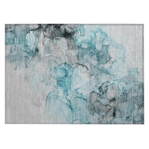 Chantille ACN520 Teal 1 ft. 8 in. x 2 ft. 6 in. Machine Washable Indoor/Outdoor Geometric Area Rug