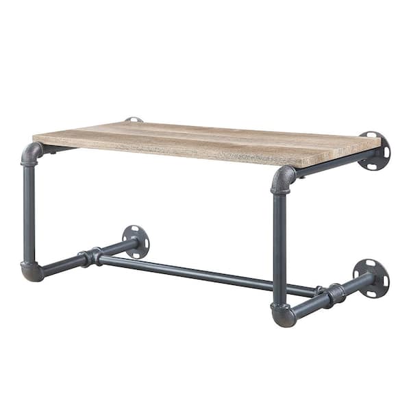 Brantley 24 in. x 14 in. x 12 in. Oak & Sandy Gray Finish Decorative Wall Shelf with Brackets