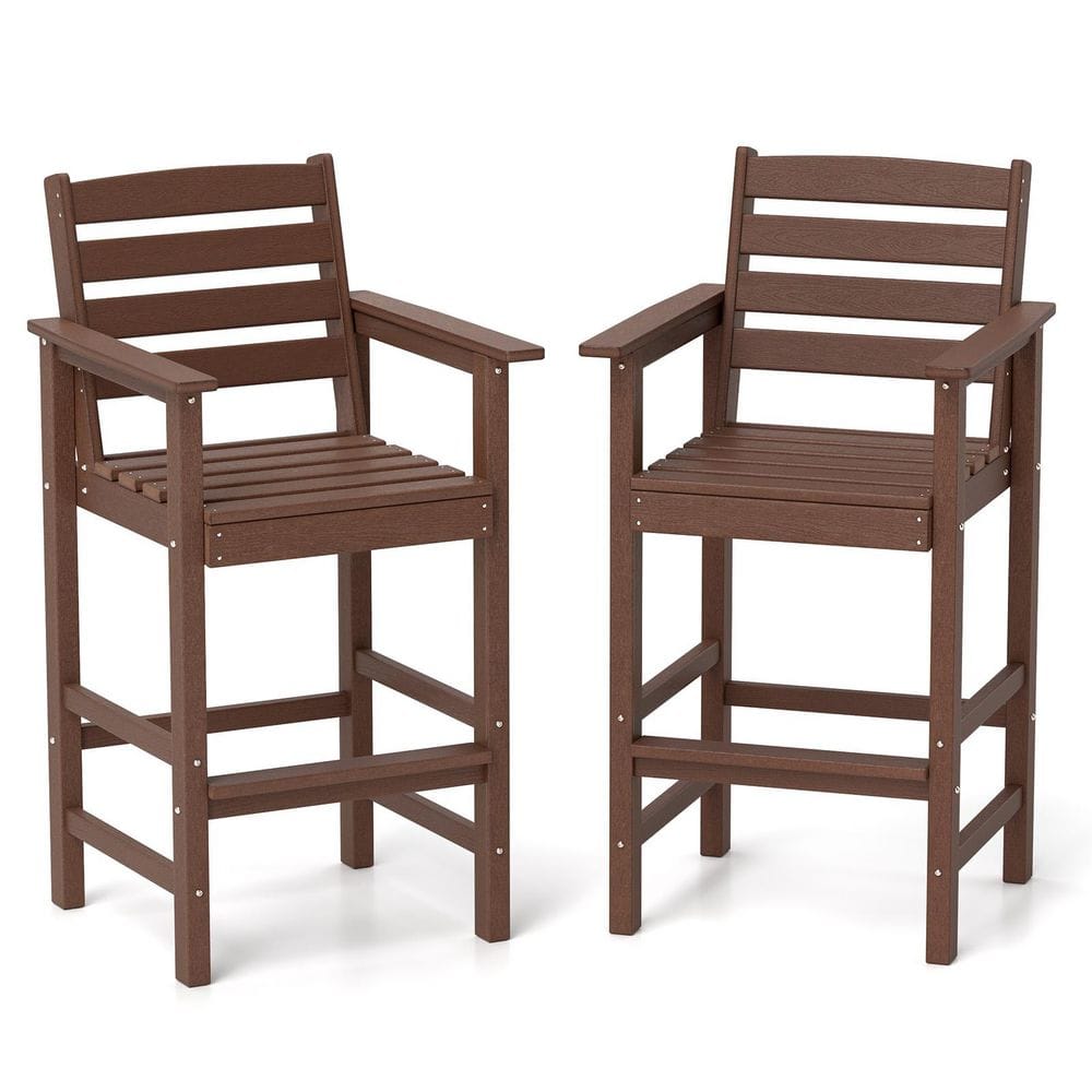 Brown Patio HDpe Adirondack Bar Chairs with Wide Armrests Set of 2 price history on PriceWatchPro
