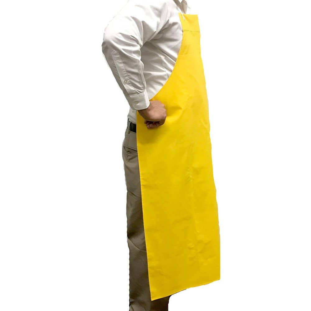 Small Yellow Waterproof Vinyl Bib Apron with Adjustable Neck