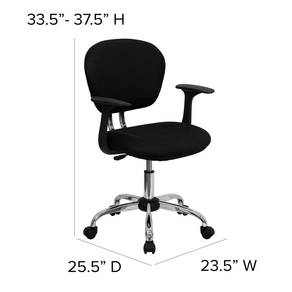 Beverly Mid-Back Black Mesh Swivel Task Chair with Chrome Base