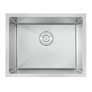ATTOP Nano Handmade Stainless Steel 23 in. Single Bowl Undermount Kitchen Sink Medium Basin with Strainer
