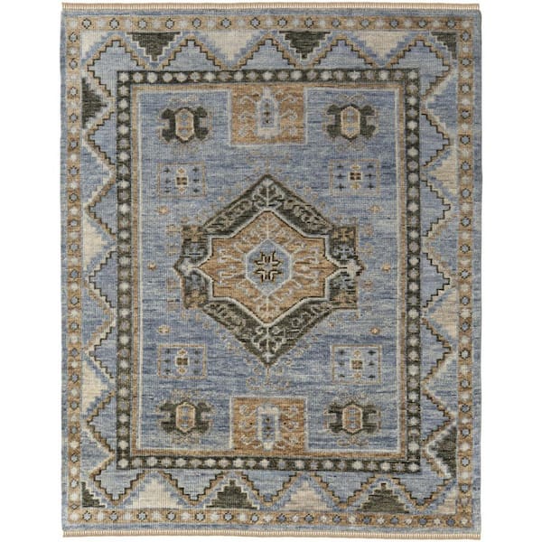 5 ft. x 8 ft. Ivory, Tan, Blue Oriental Area Rug