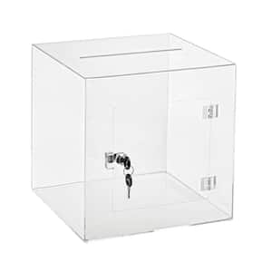 12 in. x 12 in. x 12 in. Acrylic Suggestion Donation Box with Easy Open Rear Door, Clear