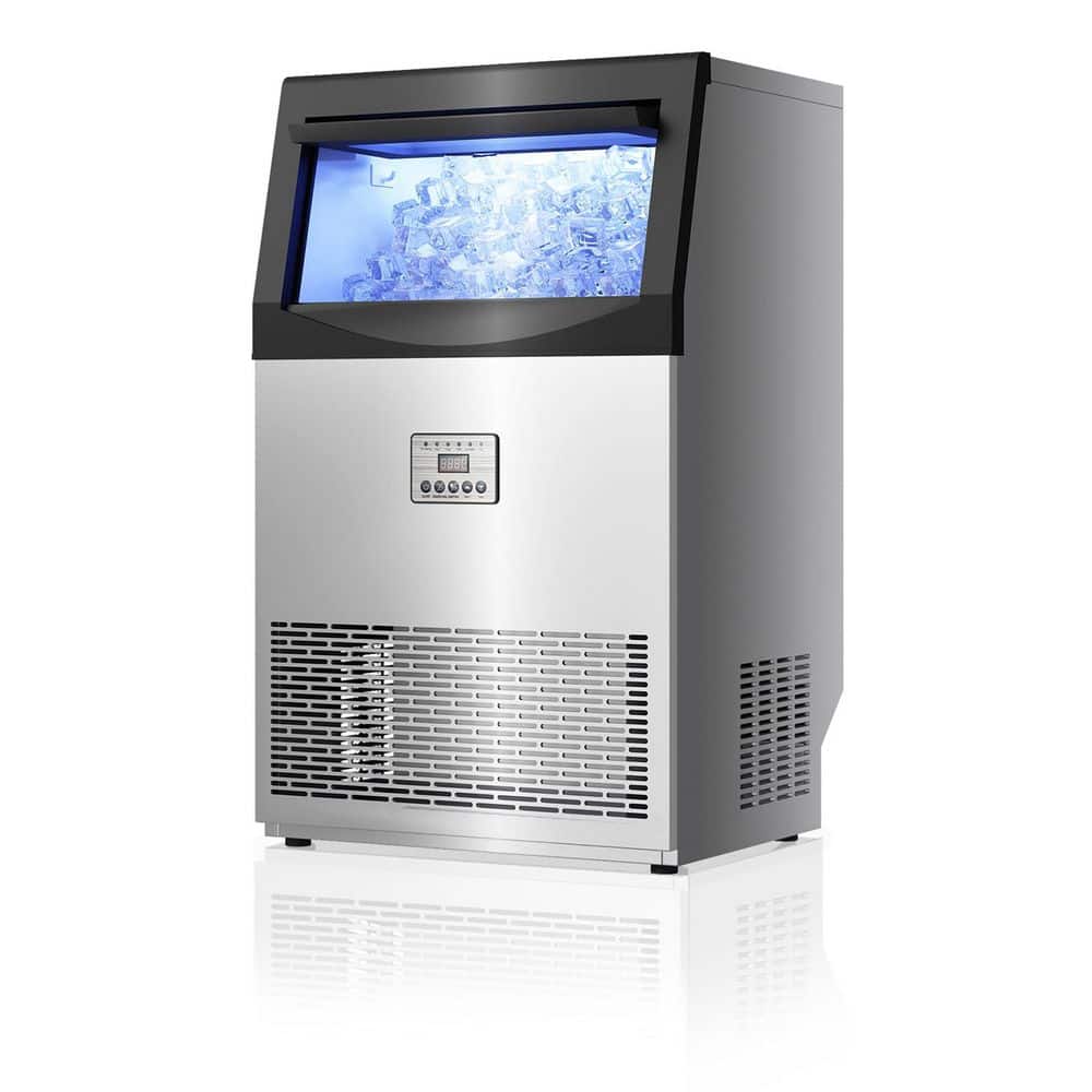 18.9 in. Stainless Steel Ice Maker, 200 lbs/24H, 45 lbs Storage, Full-Size Cubes, Blue LED Light, Adjustable Height price history on PriceWatchPro