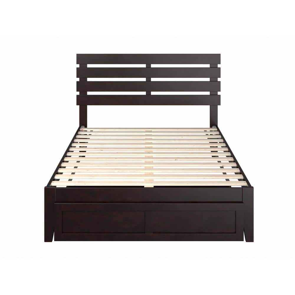 Espresso Full Bed with Foot Drawer and Slat Kit